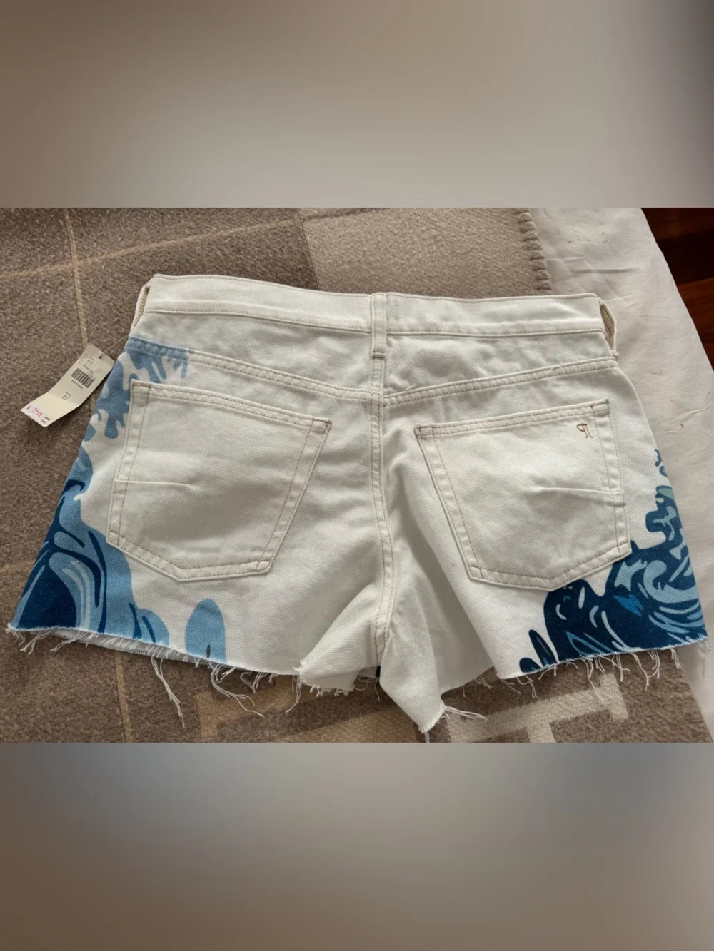 NWT Anthropologie Pilcro Women’s Wave Print Casual Shorts - White/Blue